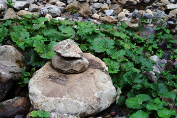 rock balancing. Balanced placement of stones. the art of balance