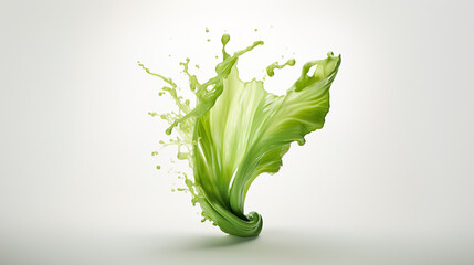 Abstract green liquid splash with copy space on white background