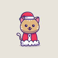 Cute cat christmas costume simple cartoon vector illustration christmas concept icon isolated