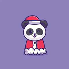 Cute panda christmas costume simple cartoon vector illustration christmas concept icon isolated