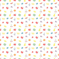 Seamless fruit pattern. doodle background with fruit icons. Fruit background