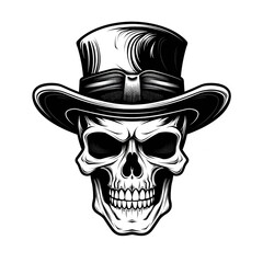 skull wearing a cowboy hat