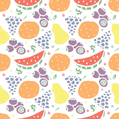 Foto auf Leinwand Seamless fruit pattern. doodle background with fruit icons. Fruit background © eliyashevskiy
