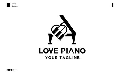 Fortepiano Clavier with round love with simple layer logo design