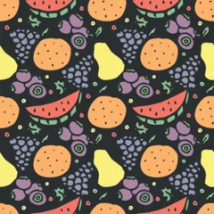 Rolgordijnen Seamless fruit pattern. doodle background with fruit icons. Fruit background © eliyashevskiy