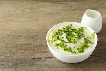 Mashed potatoes, concept of tasty and delicious food