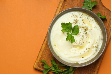 Mashed potatoes, concept of tasty and delicious food