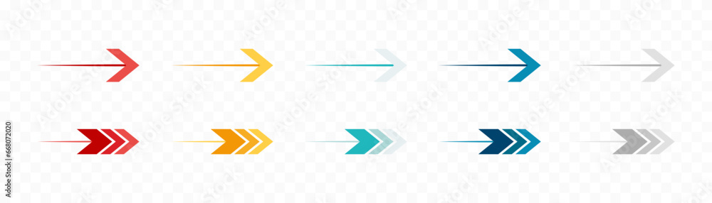 Wall mural arrow icon set. colored arrow symbols. arrow of different types. arrow isolated vector graphic eleme