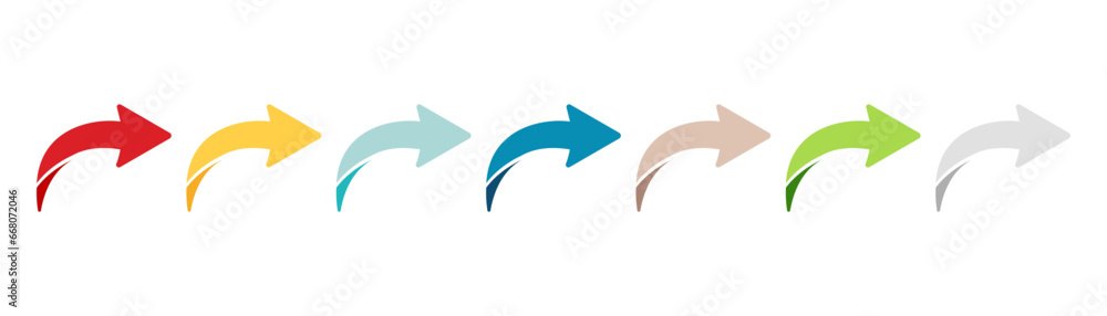 Wall mural arrow icon set. colored arrow symbols. arrow of different types. arrow isolated vector graphic eleme