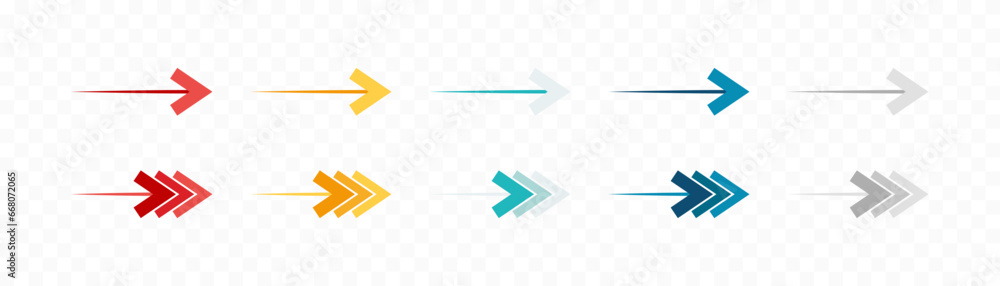 Wall mural arrow icon set. colored arrow symbols. arrow of different types. arrow isolated vector graphic eleme