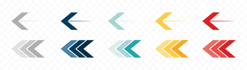 Arrow icon set. Colored arrow symbols. Arrow of different types. Arrow isolated vector graphic elements.