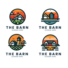 Vector flat farm logo and icon logo vector bundle collection