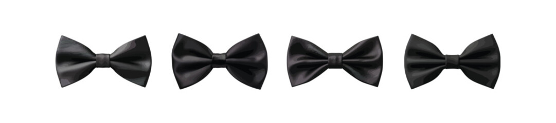 Black bow tie vector set isolated on white background