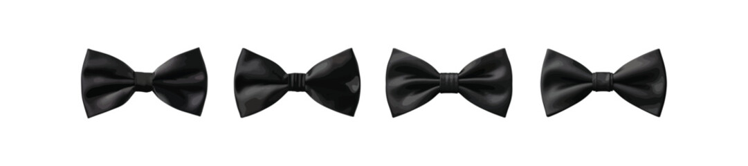 Black bow tie vector set isolated on white background