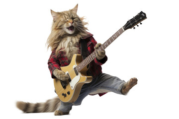 Funny rockstar cat guitarist - obrazy, fototapety, plakaty