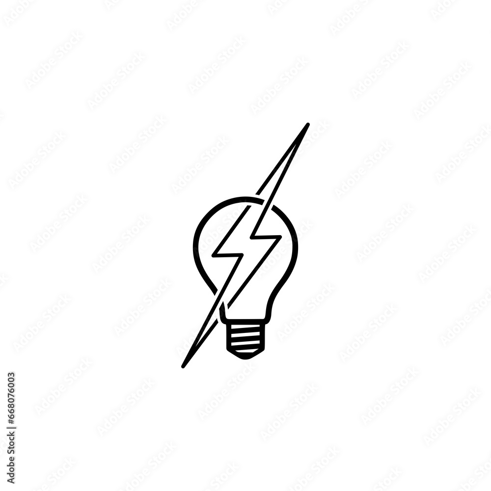 Poster light bulb and lightning bolt icon isolated on transparent background