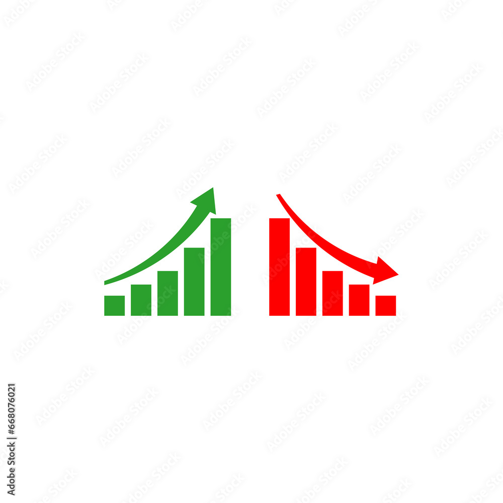 Poster graph going up and down sign icon isolated on transparent background