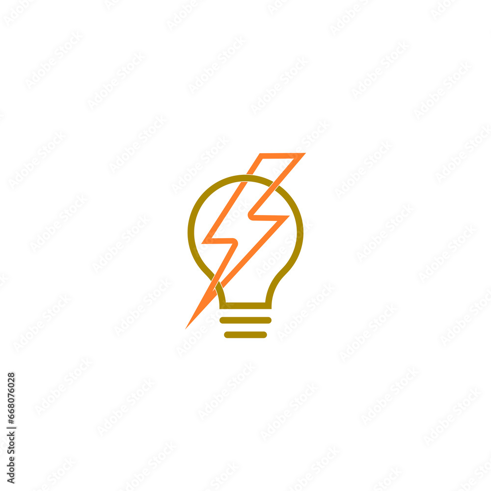 Poster light bulb and lightning bolt icon isolated on transparent background
