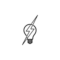 Light bulb and lightning bolt icon isolated on transparent background