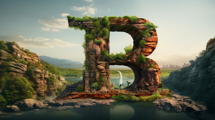 Fototapeta premium Djungle Floral Letter B
