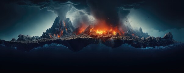 Underwater Volcanic Eruption Captured In An Image - obrazy, fototapety, plakaty