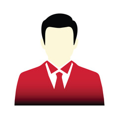 Business person in red suit, office profession cartoon, flat vector illustration isolated