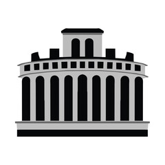 Ancient Roman empire building, Greek temple, gray architecture elements, vector illustration isolated on white background