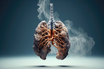 Unhealthy Lungs Breathing Smoke, Highlighting The Hazards Of Tobacco On World No Tobacco Day