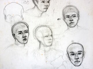 Art drawing Structure fine art Out line   man  face