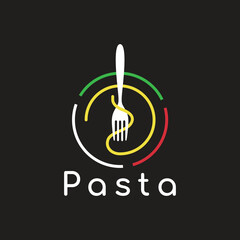 italian food pasta logo restaurant  modern minimalist vector graphic