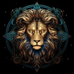 Zodiac sign leo the lion beautiful image Ai generated art