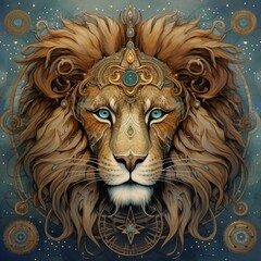 Zodiac sign leo the lion beautiful image Ai generated art