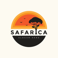 safari africa nature wildlife tree animals logo design vector graphic © NUR