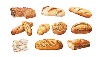 watercolor painting bread