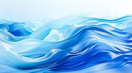 Beautiful abstract background of flowing blue curves and soft gradients captures essence of tranquil seascape. Waves of azure and blue blend harmoniously, evoking serene dance of oceanic currents