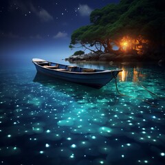 Amazing fireflies with blue tears watching kuala photography image Ai generated art