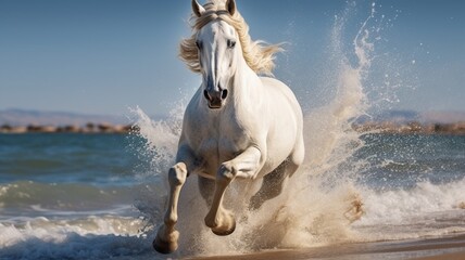 Arabic horse running syria sea animal style picture Ai generated art - obrazy, fototapety, plakaty