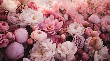 Upclose of pink peony bloom