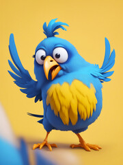 scared surprised cute bird cartoon character