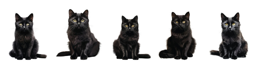 Black cat vector set isolated on white background