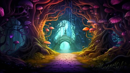 Background fantasy forest wonderland photography image Ai generated art