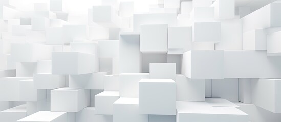 AI generated abstract white cubes wall backdrop artwork - obrazy, fototapety, plakaty