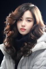 Beautiful asian woman wearing winter coat
