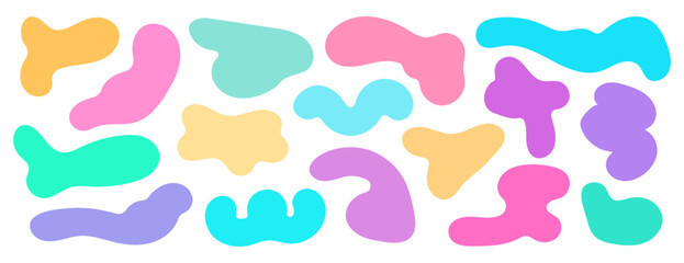 Amoeba, irregular blob shape vector illustration set