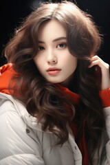 Beautiful asian woman wearing winter coat
