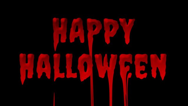 happy halloween looping text animation happy hallowen happy hallowen title with blood dripping green screen effect with scary lightning effect