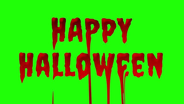happy halloween looping text animation happy hallowen happy hallowen title with blood dripping green screen effect with scary lightning effect