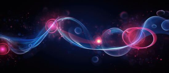 Naklejka premium abstract background with glowing red and blue lights of circles.