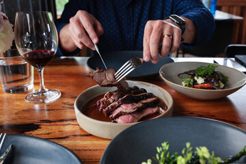 Farm to plate roast lamb dish at a restaurant in Australia’s south west.