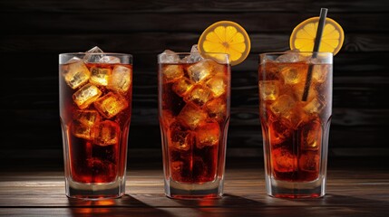 Three big sodas cola orange lemonade - obrazy, fototapety, plakaty